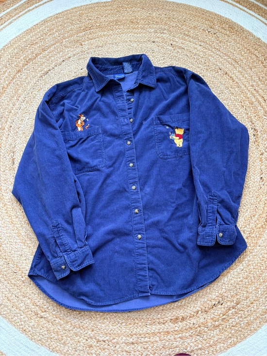 Disney Tops - Disney Navy Blue Button-Down Shirt with Winnie the Pooh & Tigger Embroidery
